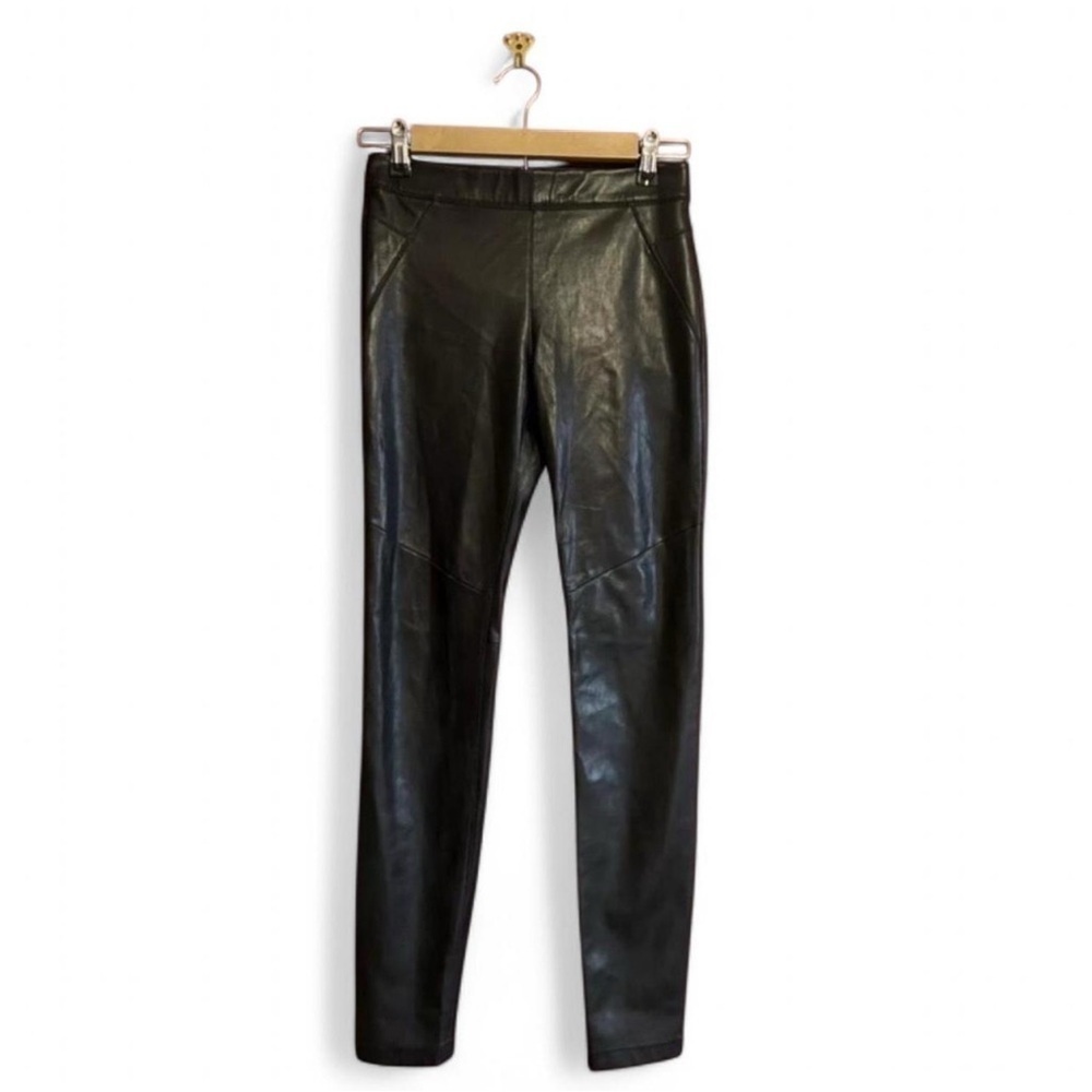 Free People Never Let Go Leggings Sz 24 Faux Leather Black High Rise Stretch